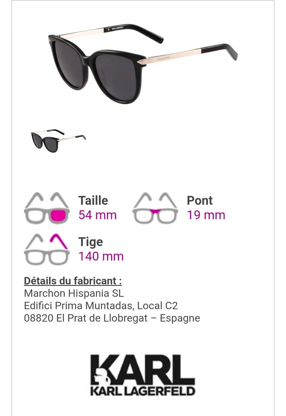 Zonnebril Karl Lagerfeld zwart retrostijl – photo 14